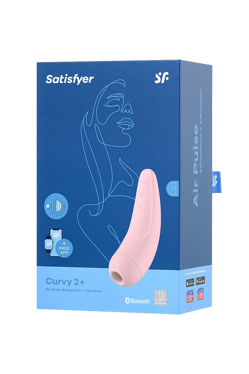 Вакуум-волновой стимулятор с вибрацией Satisfyer Curvy 2 Connect App, силикон, розовый, 13,41 см