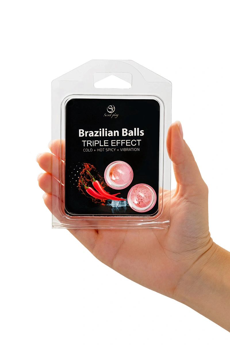 Массажное масло SECRET PLAY BRAZILIAN BALLS, тройной эффект, 2 х 4 гр