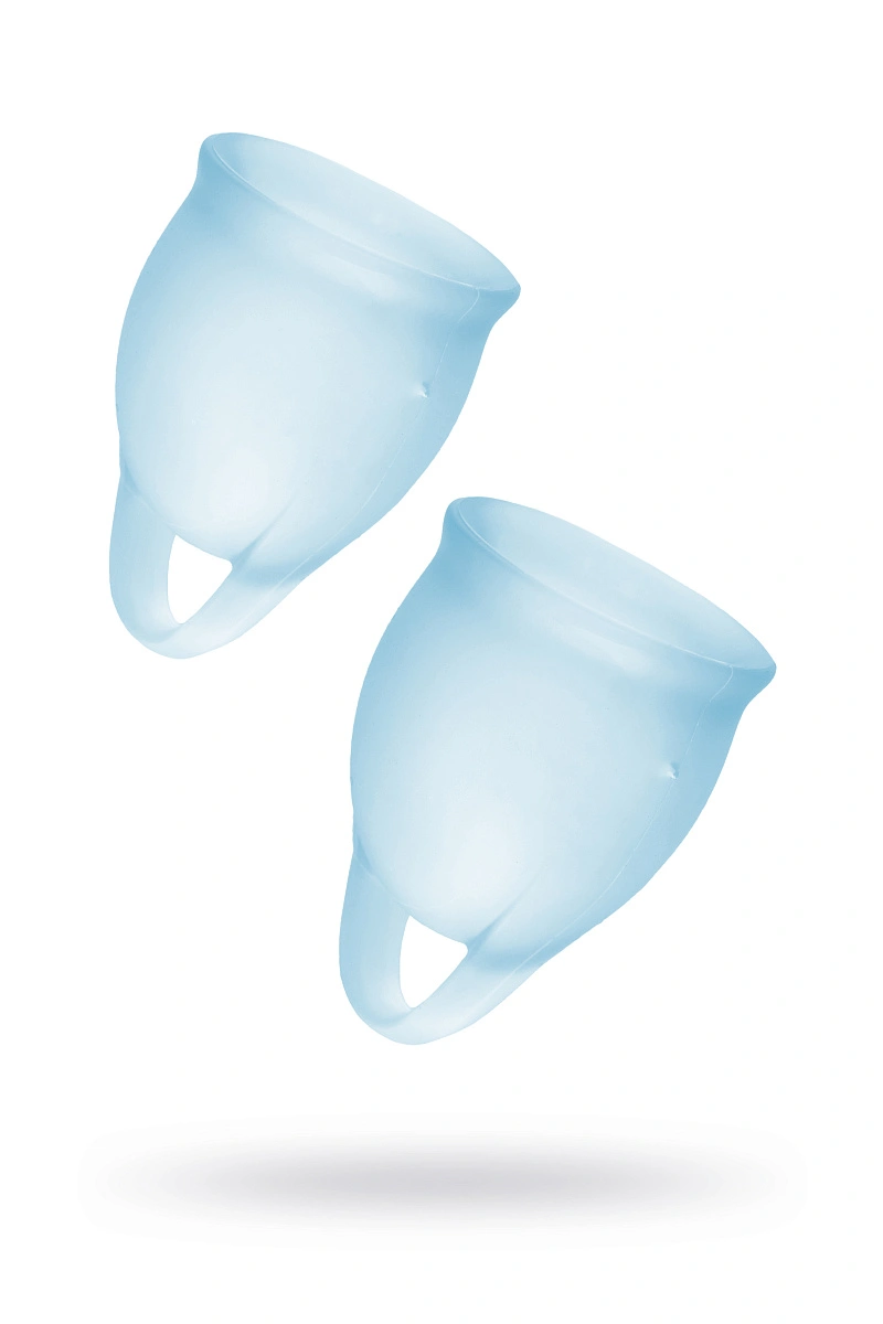 Менструальная чаша Satisfyer Feel Confident, 2 шт в наборе, силикон, голубой