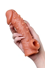 Насадка реалистичная KOKOS COCK SLEEVE 002-L с дополнительной стимуляцией, TPE, телесная, 17.6 см