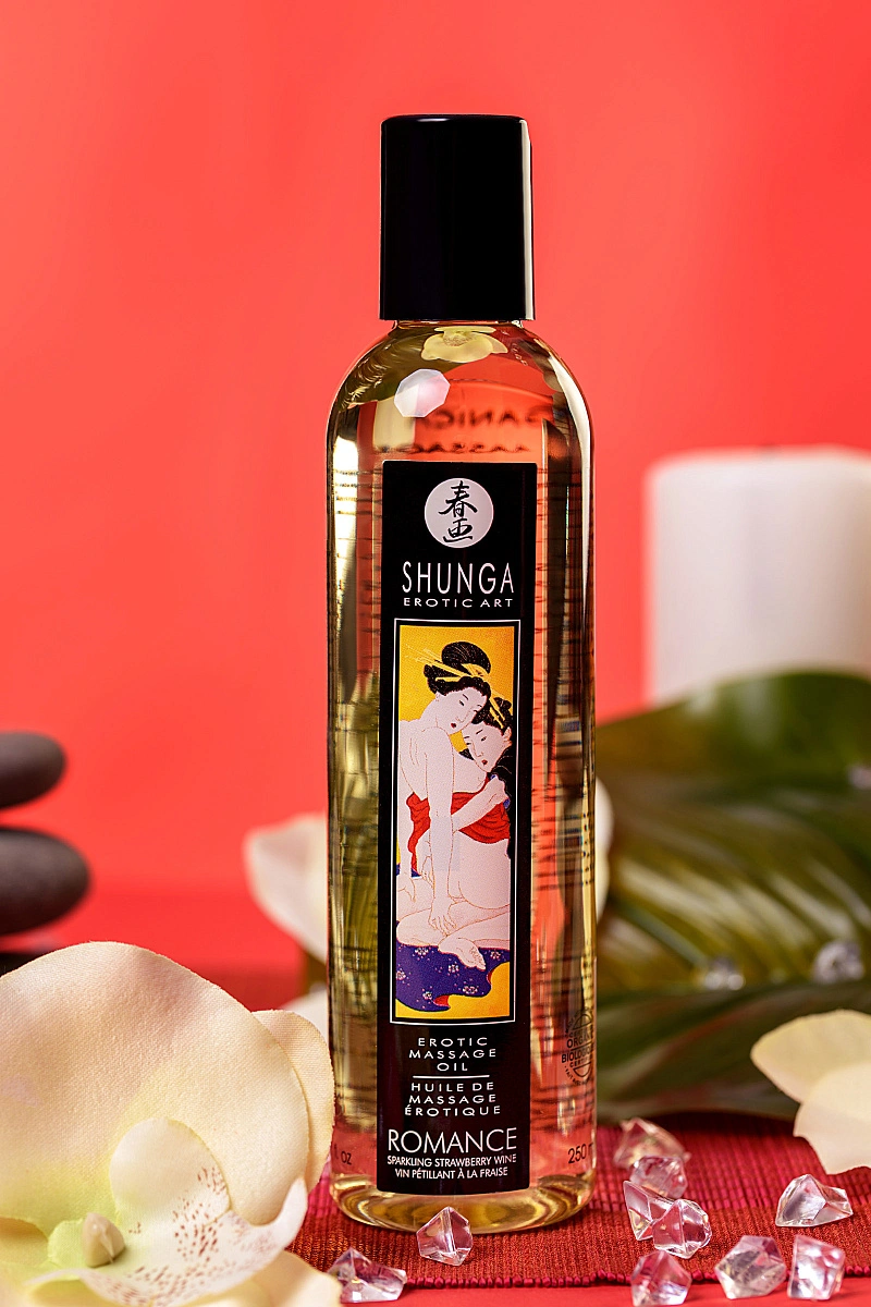 Масло массажное для тела Shunga «Романтика.Шампанское и клубника» (Romance.Sparking Strawberry)240мл