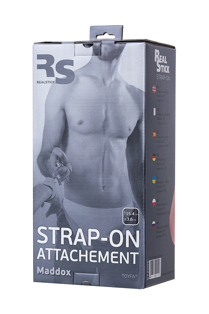 Насадка для страпона RealStick Strap-On Maddox, TPR, телесный, 15,4 см