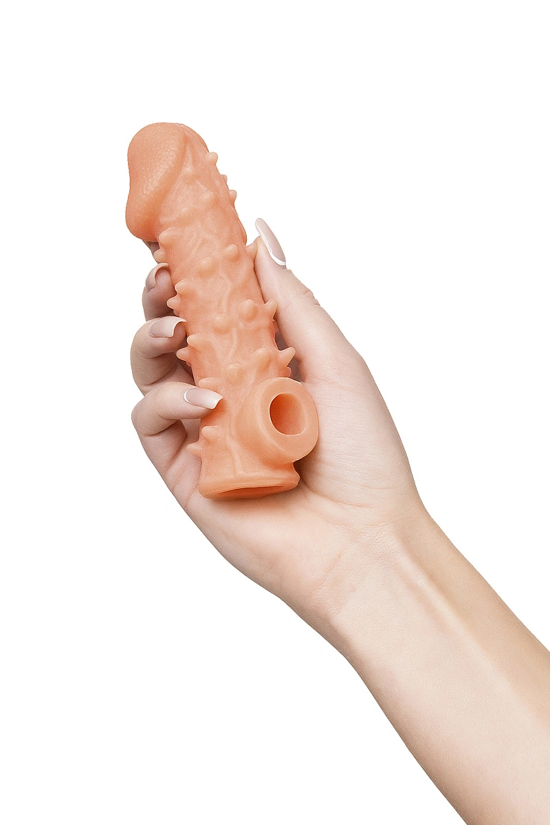 Насадка реалистичная KOKOS COCK SLEEVE 005-S с дополнительной стимуляцией, TPE, телесная, 13.8 см