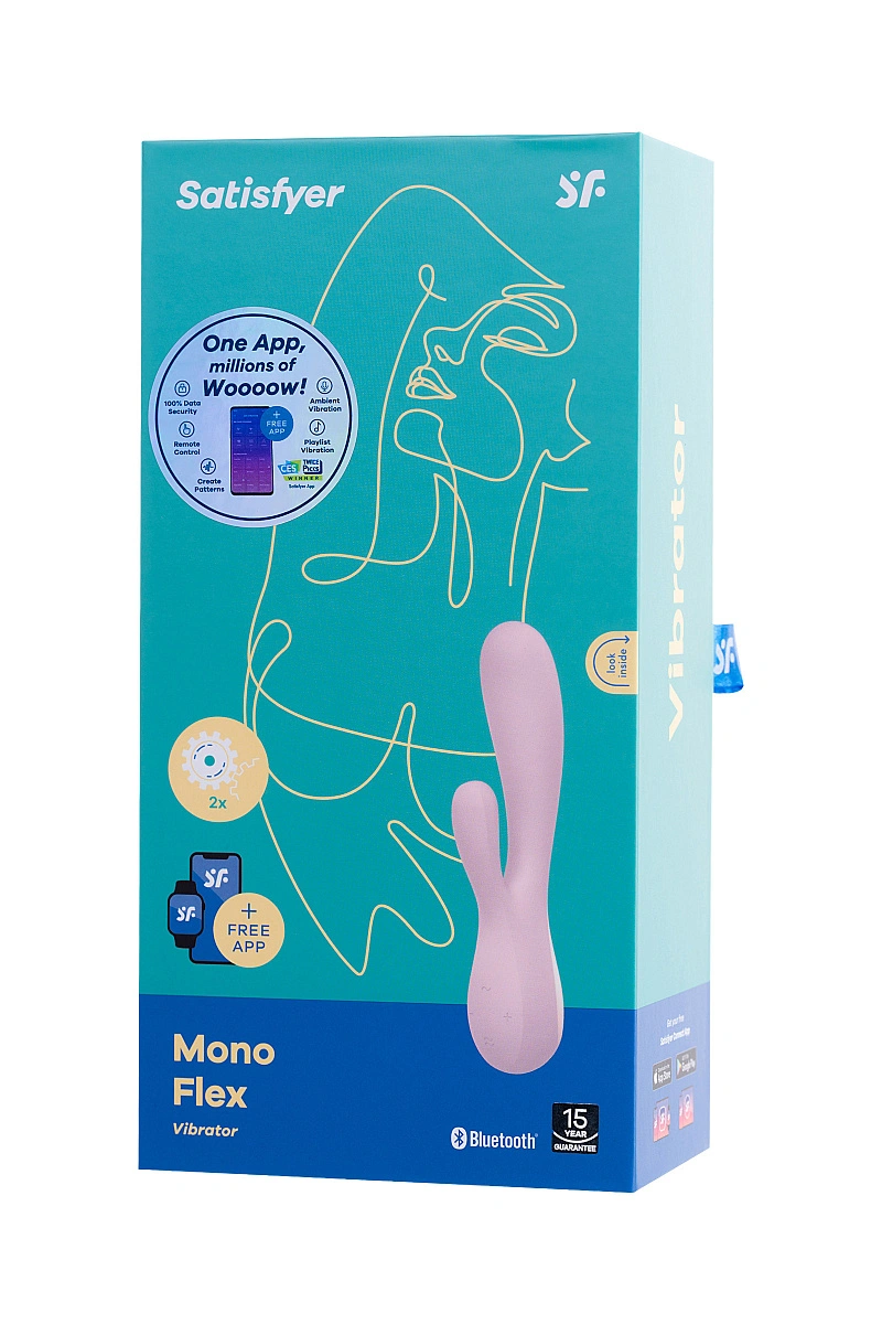 Нереалистичный вибратор Satisfyer Mono Flex Connect App, силикон, розовый, 20,4 см.