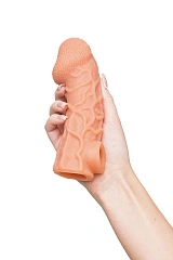 Насадка реалистичная KOKOS COCK SLEEVE 006-M с дополнительной стимуляцией, TPE, телесная, 15.6 см