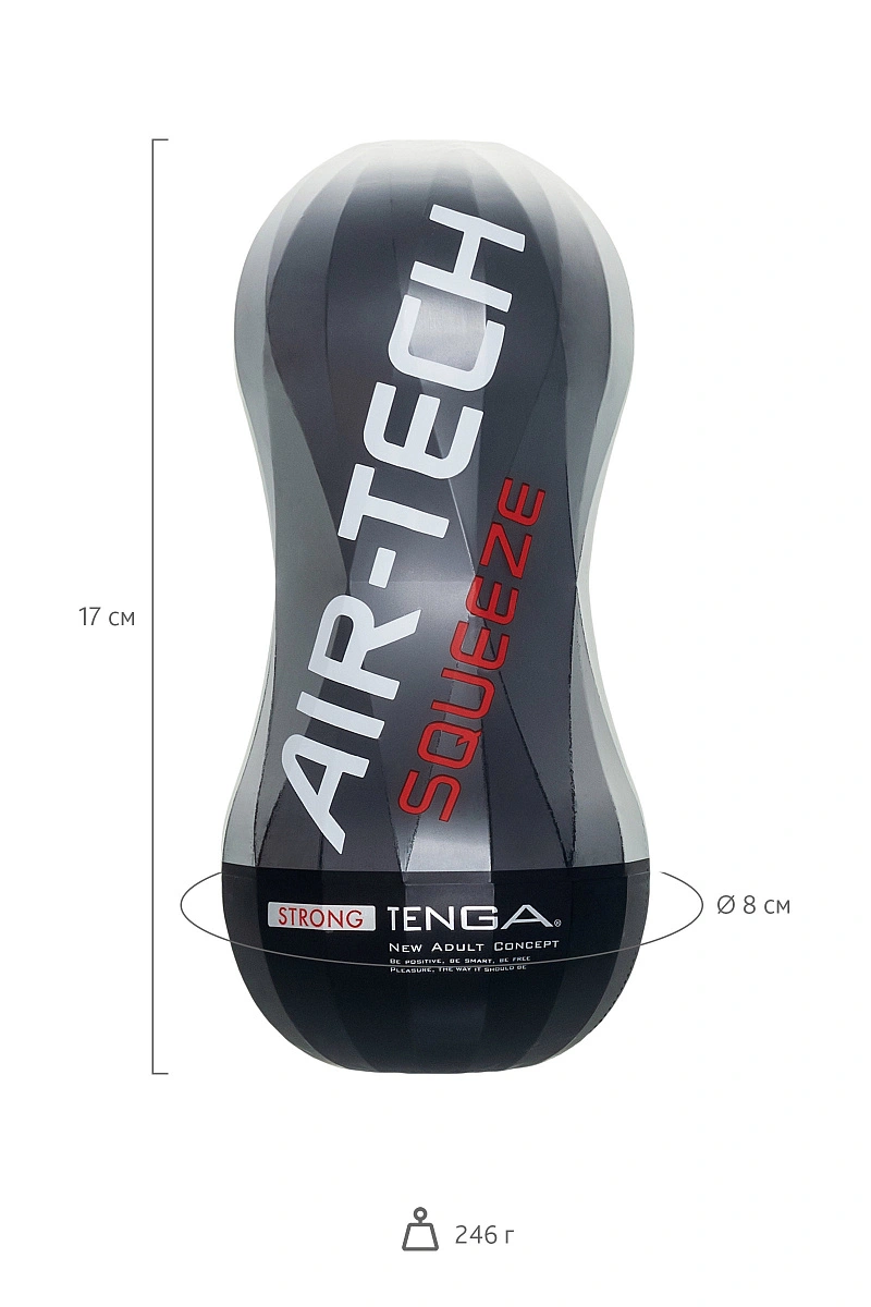 Нереалистичный мастурбатор TENGA Air-Tech Squeeze Strong, TPE, белый, 17 см