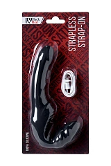Безремневой страпон Black&Red by TOYFA с вибрацией, силикон, черный, 35 см