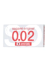 Презервативы Sagami, original 0.02, полиуретан, ультратонкие, гладкие, 19 см, 5,8 см, 2 шт.