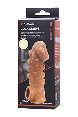 Насадка реалистичная KOKOS COCK SLEEVE 008-L с дополнительной стимуляцией, TPE, телесная, 17.6 см
