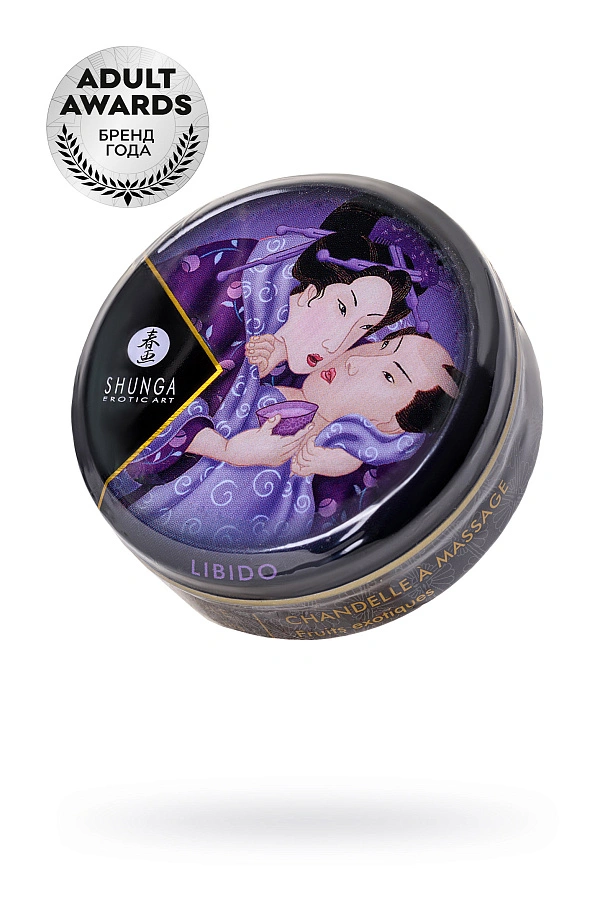 Массажное аромамасло Shunga в виде свечи «Инстинкт влечения. Экзотические фрукты» (Libido.Exotic), 30 мл.