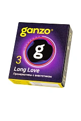 Презервативы Ganzo, long love, латекс, анестезирующий, 18 см, 5,2 см, 3 шт.