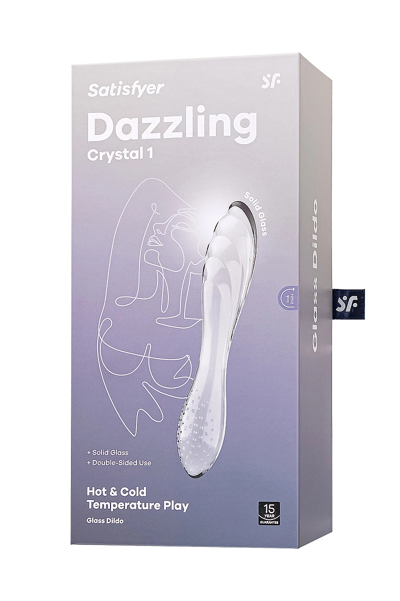 Двусторонний фаллоимитатор Satisfyer Dazzling Crystal 1, стекло, прозрачный, 18,5 см