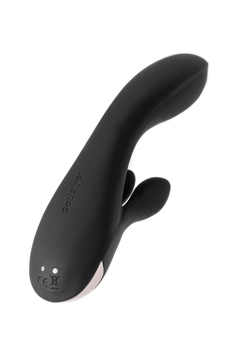 Вибратор с клиторальным стимулятором Satisfyer Double Flex Connect App, черный, силикон, 20 см