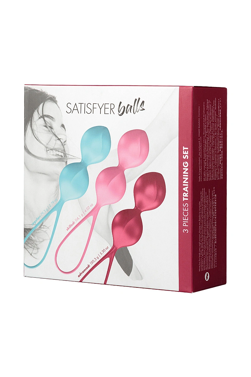 Набор вагинальных шариков Satisfyer Balls C03 Double, силикон, ассорти, Ø 3 см.